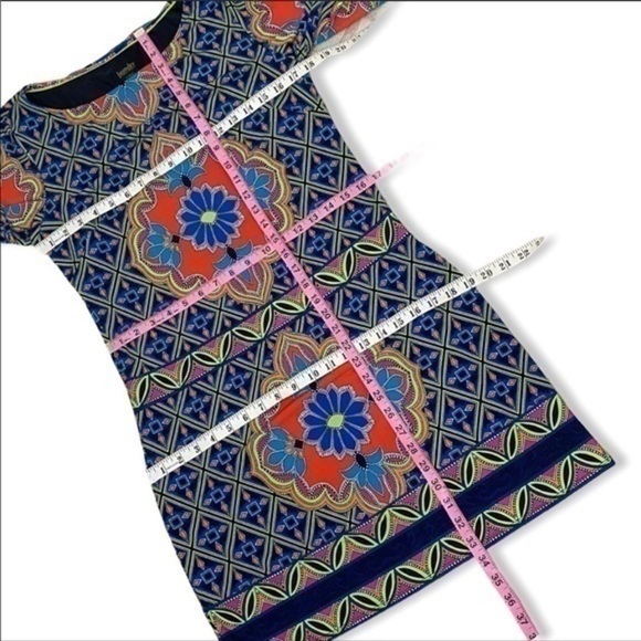 Laundry by Shelli Segal multicolor Moroccan print jersey Shift dress size S - Picture 6 of 11